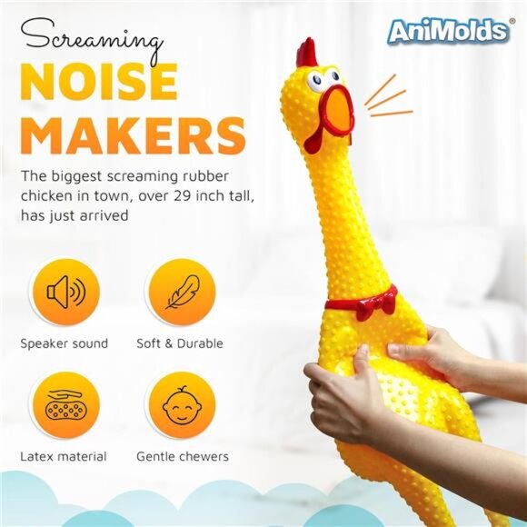 Crazy Huge Rubber Chicken - 29 Inch Giant Screaming Noise Makers for Parties - Picture 2 of 7